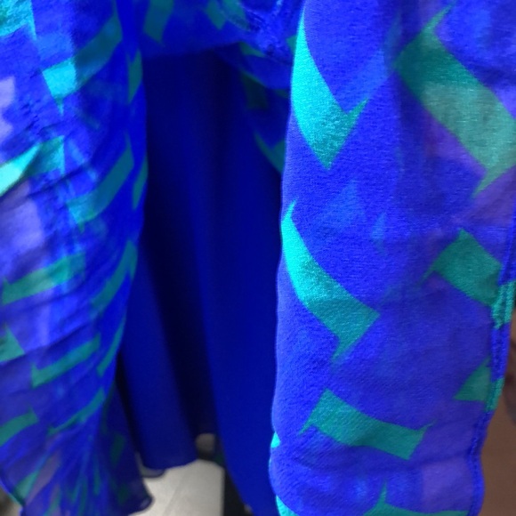 DVF Silk Blue and Green Women's Dress Size 2 - Picture 6 of 10